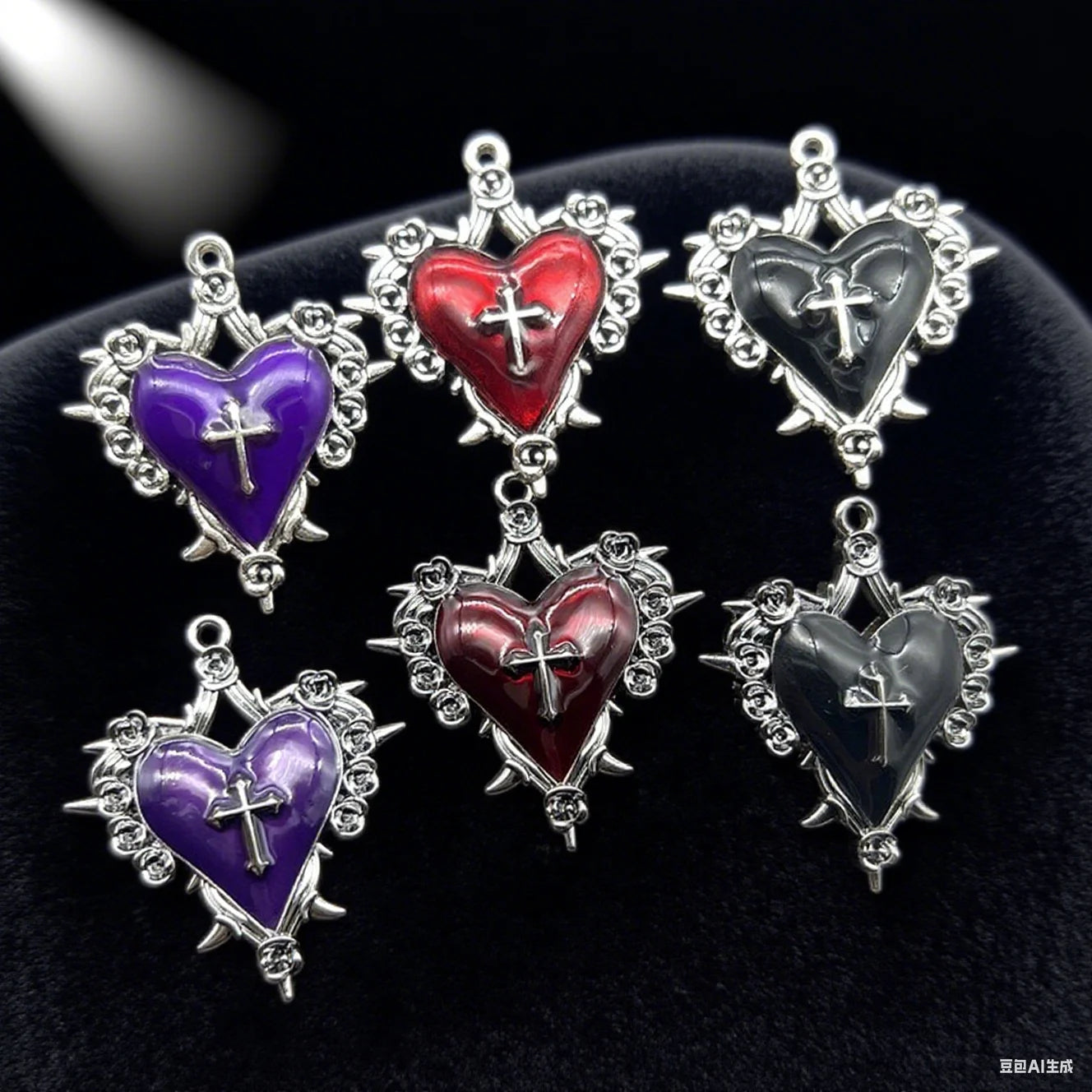 10/12PCS Retro Dark Style Personalized Thorn Rose Cross Pendant DIY Accessories Quick Pick Grocers